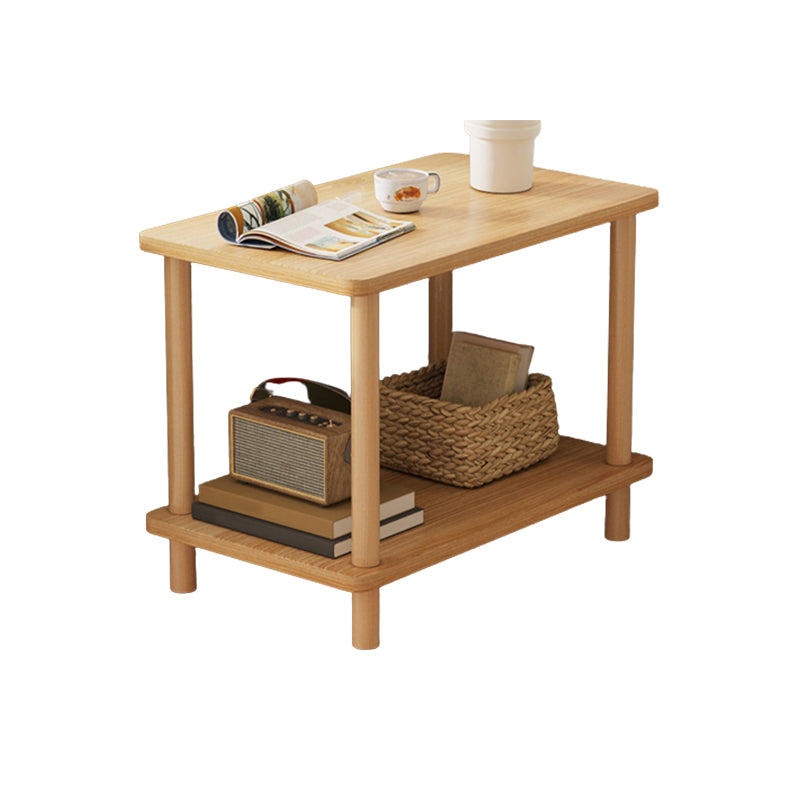 Modern Wooden Side Table Square / Rectangle White and Wood 4 - Legs Sofa Side Table