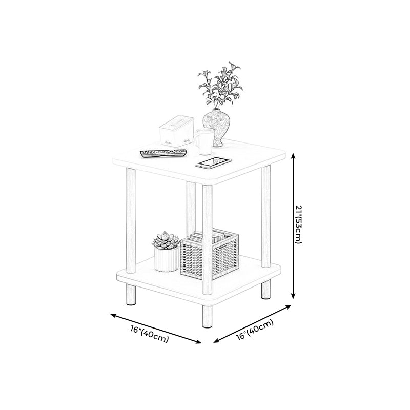 Modern Wooden Side Table Square / Rectangle White and Wood 4 - Legs Sofa Side Table