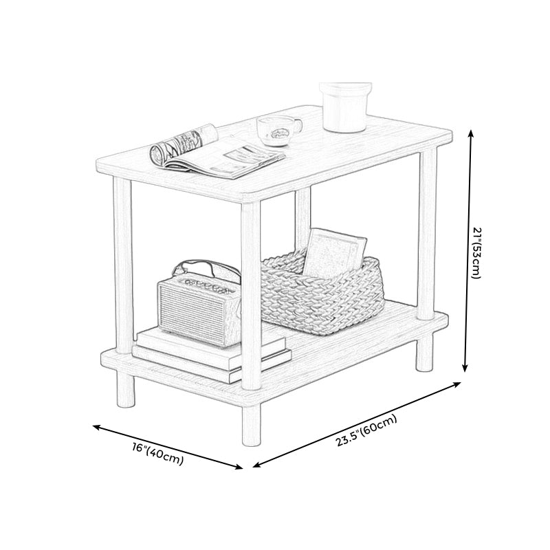 Modern Wooden Side Table Square / Rectangle White and Wood 4 - Legs Sofa Side Table