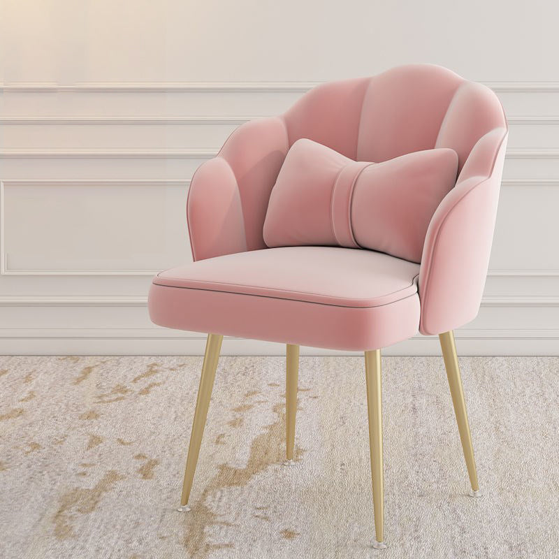 Armless Velvet Task Chair Modern Style Low Back Home Office Chair