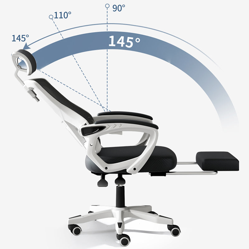 Mesh High Back Office Chair Contemporary Fixed Arms Chair with Headrest