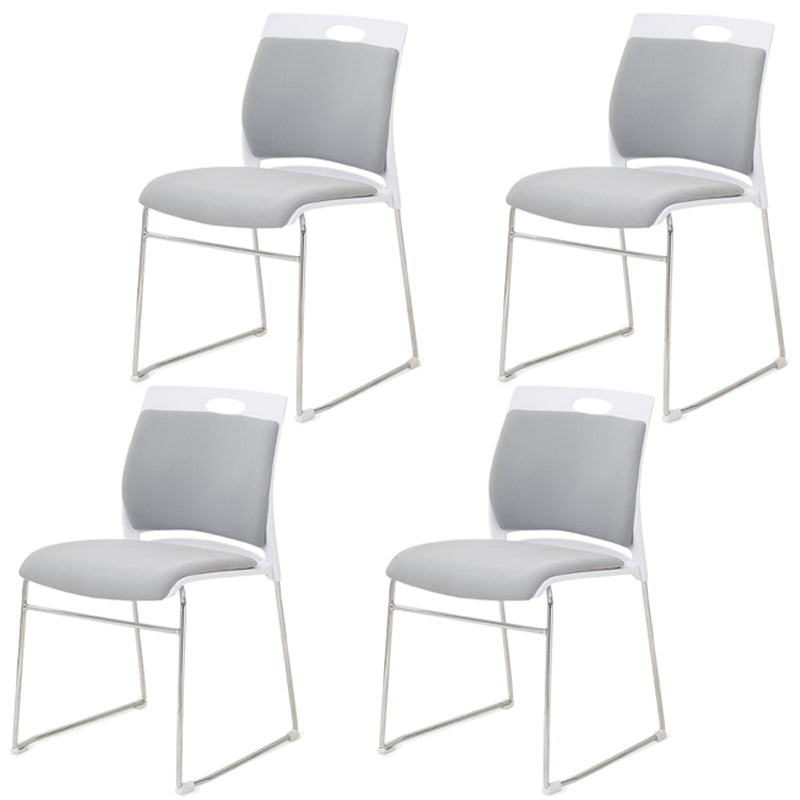 Lumbar Support Conference Chair Silver Steel Frame Armless Chair
