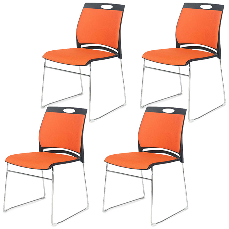 Lumbar Support Conference Chair Silver Steel Frame Armless Chair