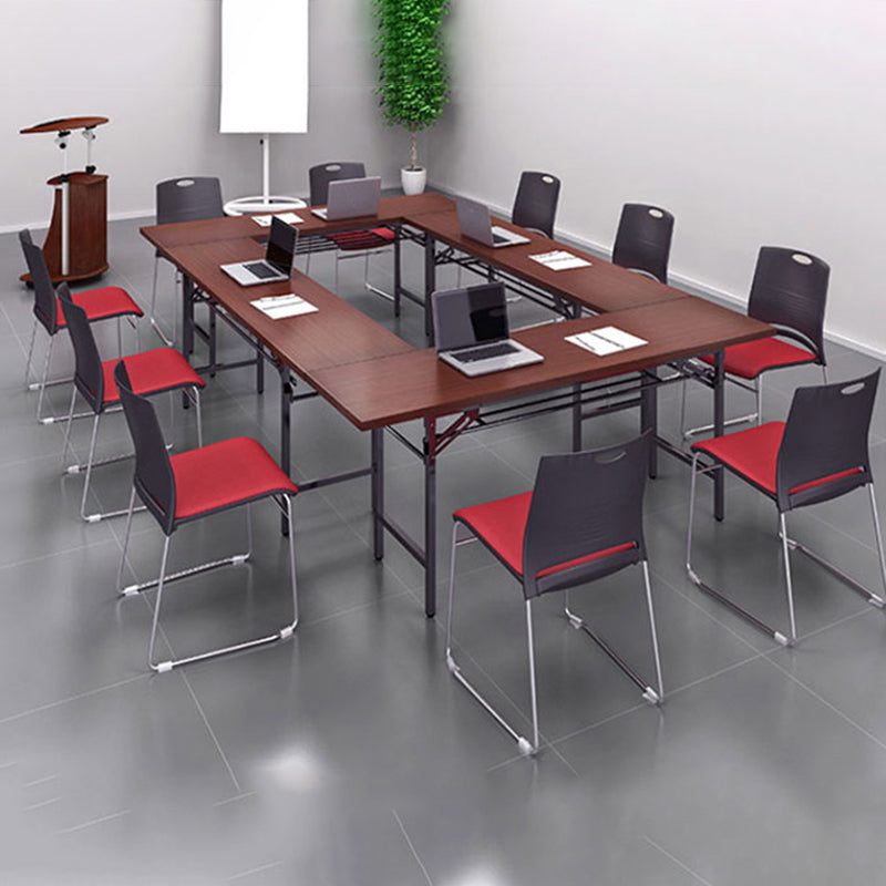 Lumbar Support Conference Chair Silver Steel Frame Armless Chair