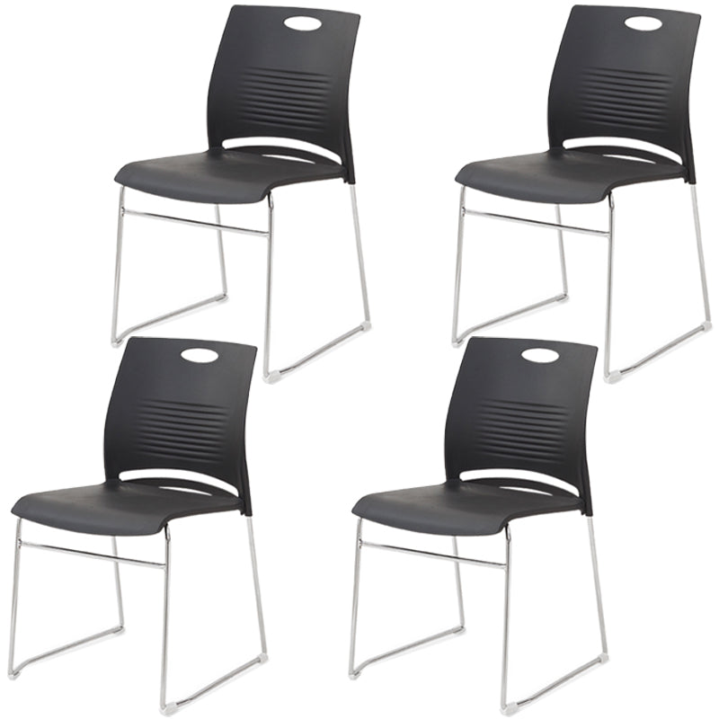 Lumbar Support Conference Chair Silver Steel Frame Armless Chair