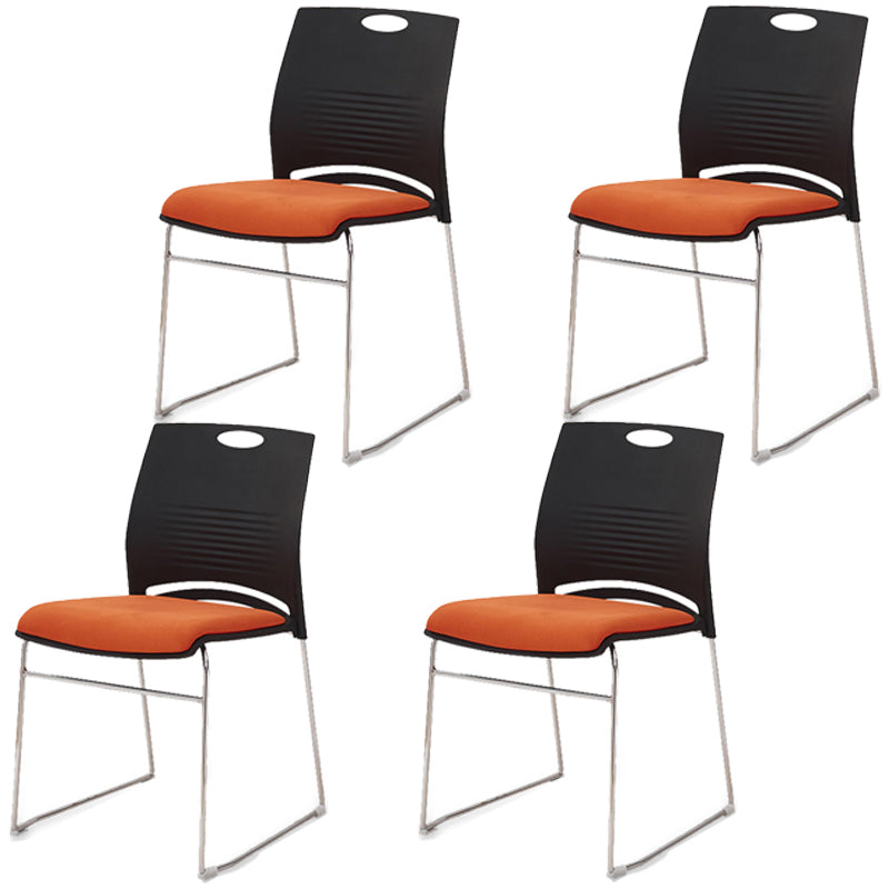 Lumbar Support Conference Chair Silver Steel Frame Armless Chair