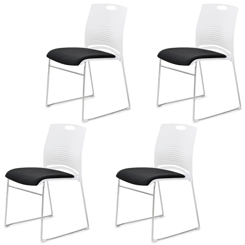 Lumbar Support Conference Chair Silver Steel Frame Armless Chair