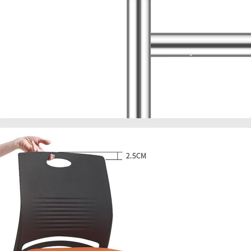 Lumbar Support Conference Chair Silver Steel Frame Armless Chair