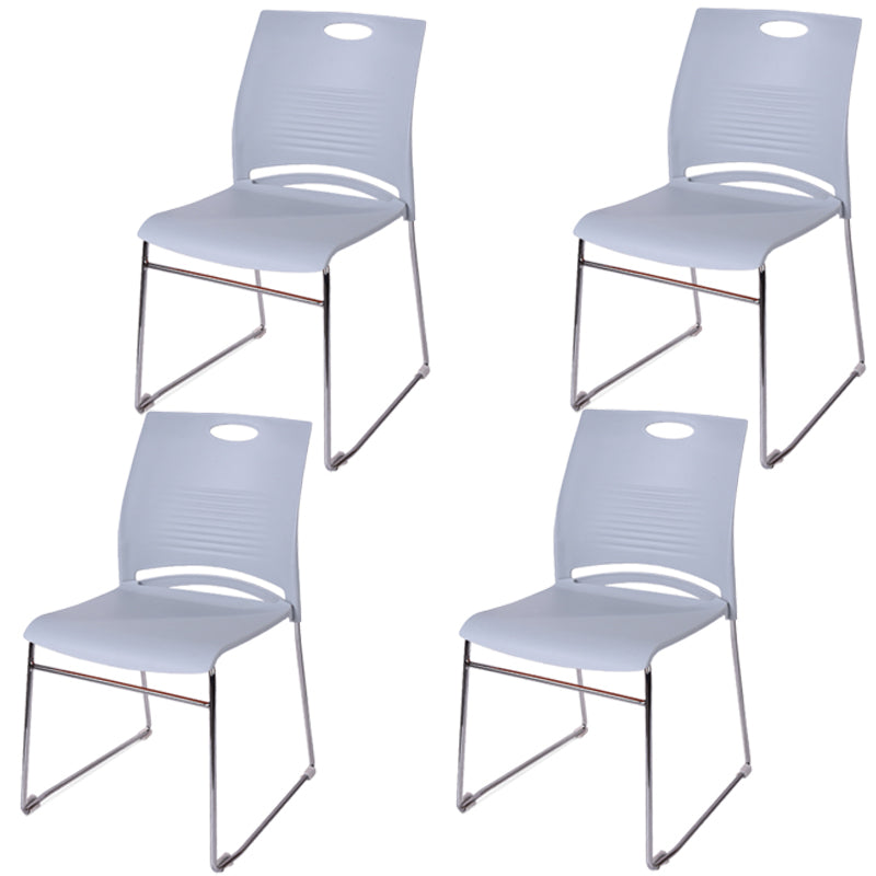 Lumbar Support Conference Chair Silver Steel Frame Armless Chair
