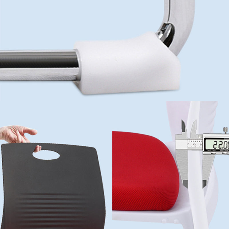 Lumbar Support Conference Chair Silver Steel Frame Armless Chair