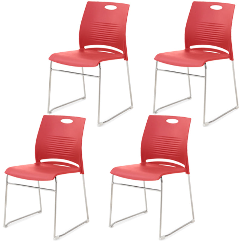 Lumbar Support Conference Chair Silver Steel Frame Armless Chair