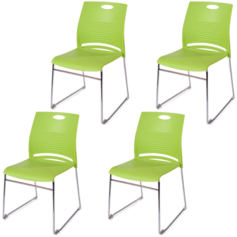 Lumbar Support Conference Chair Silver Steel Frame Armless Chair