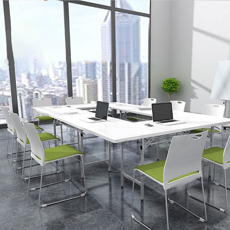 Lumbar Support Conference Chair Silver Steel Frame Armless Chair