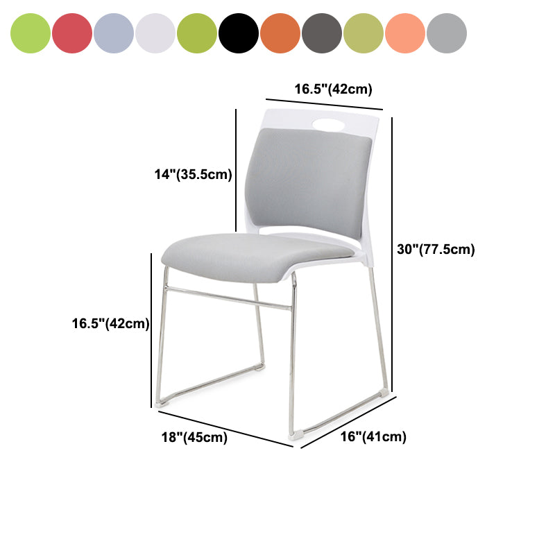 Lumbar Support Conference Chair Silver Steel Frame Armless Chair