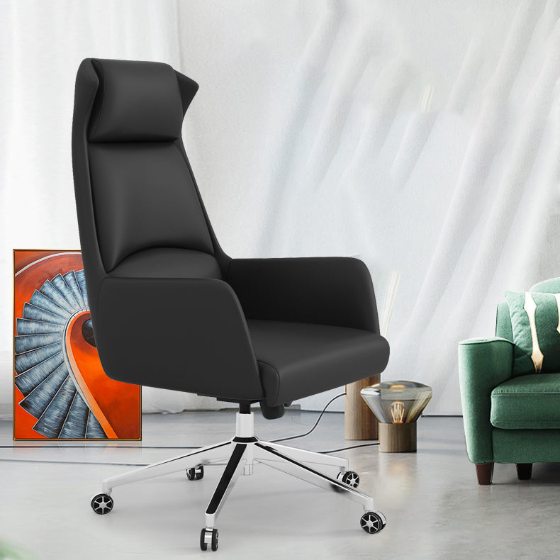 Executive Swivel Chair with Wheels Modern Task Chair with Chrome Frame