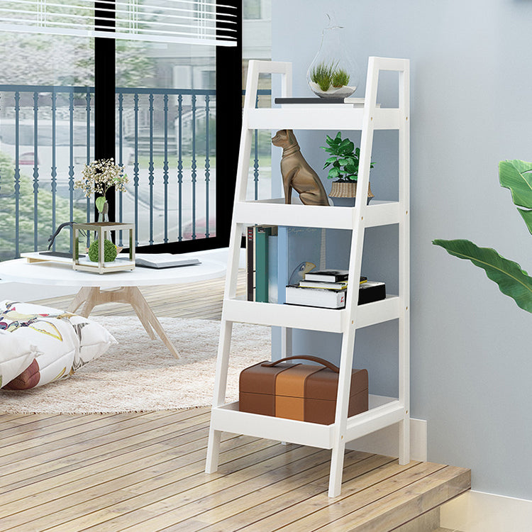 Simple Ladder Shelf Bookcase Modern Bamboo Bookshelf for Office Home