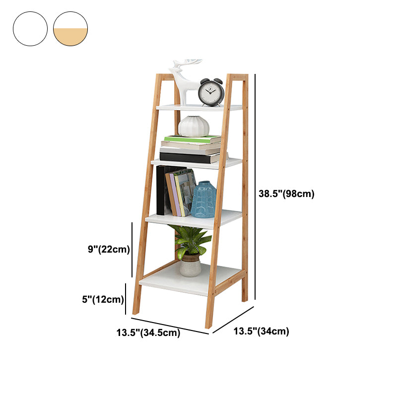 Simple Ladder Shelf Bookcase Modern Bamboo Bookshelf for Office Home
