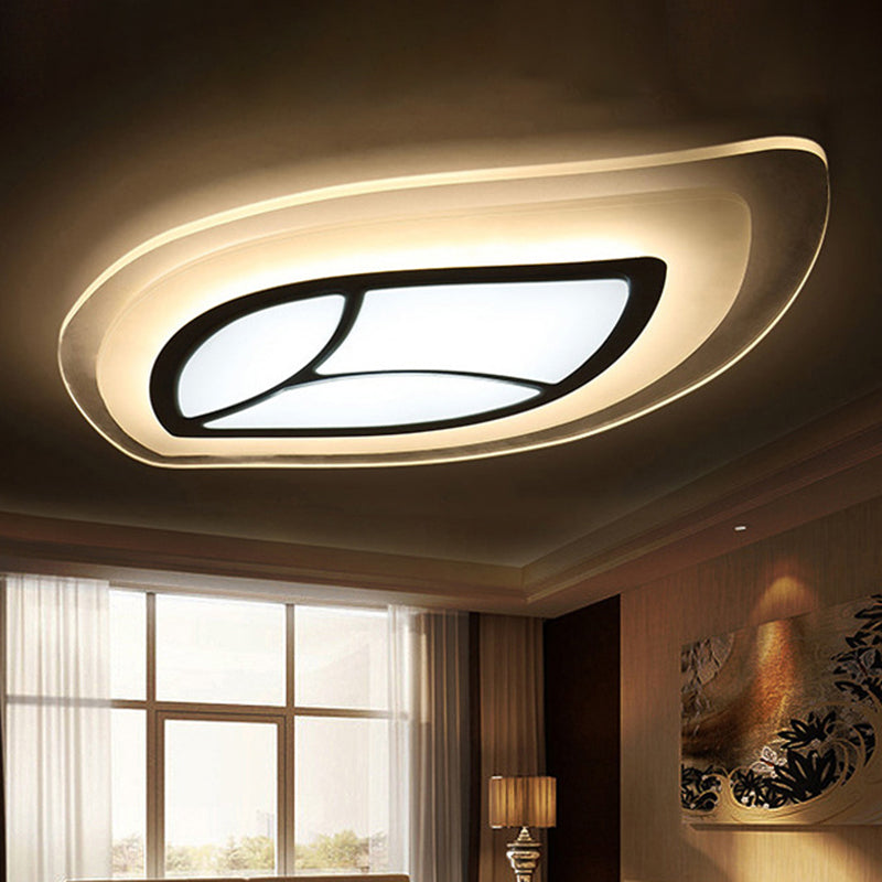 Lámpara de techo empotrada en forma de hoja, acrílico modernista, 21,5 "/35,5"/39 "de ancho, iluminación empotrada para dormitorio en luz cálida/blanca