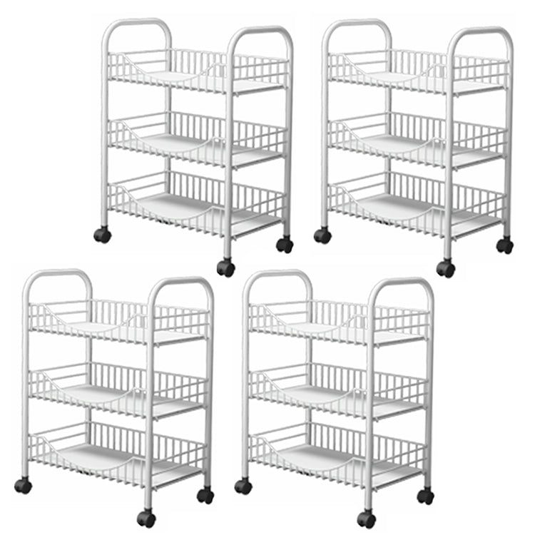 Modern Style Steel Bookcase with Wheels Open Bookshelf for Living Room