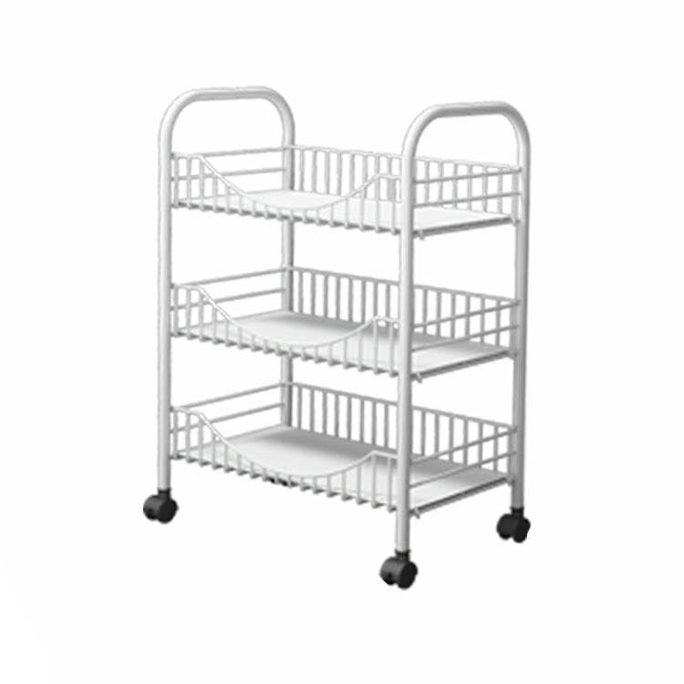 Modern Style Steel Bookcase with Wheels Open Bookshelf for Living Room