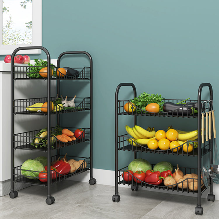 Modern Style Steel Bookcase with Wheels Open Bookshelf for Living Room