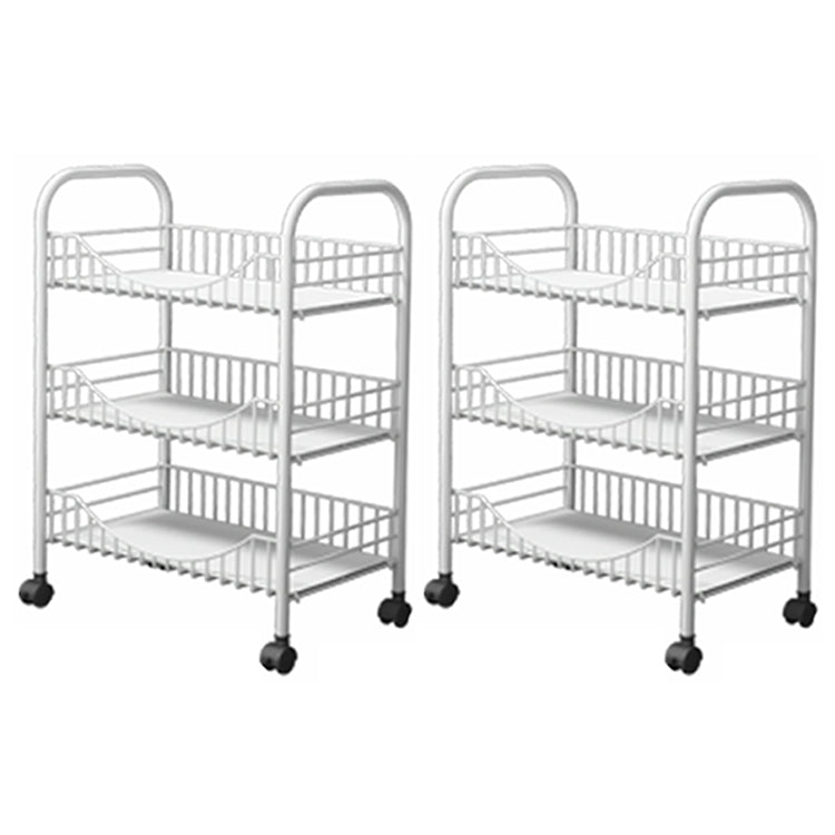 Modern Style Steel Bookcase with Wheels Open Bookshelf for Living Room