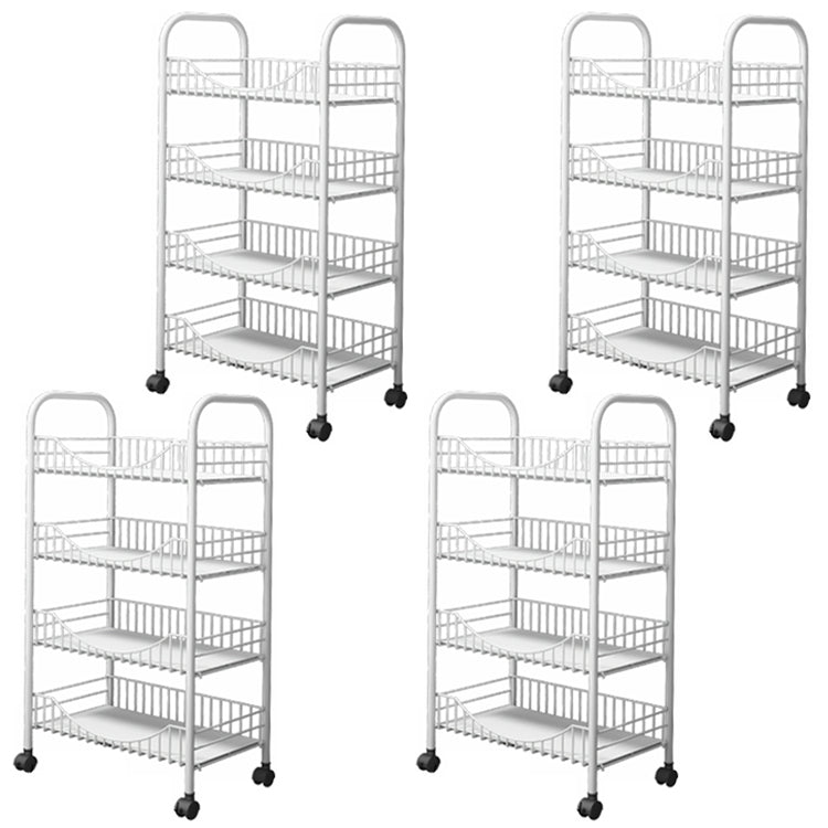 Modern Style Steel Bookcase with Wheels Open Bookshelf for Living Room