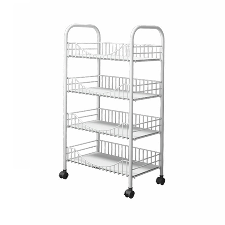 Modern Style Steel Bookcase with Wheels Open Bookshelf for Living Room