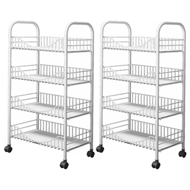 Modern Style Steel Bookcase with Wheels Open Bookshelf for Living Room