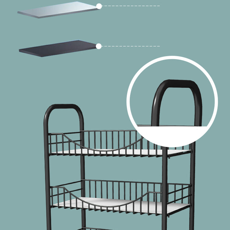 Modern Style Steel Bookcase with Wheels Open Bookshelf for Living Room