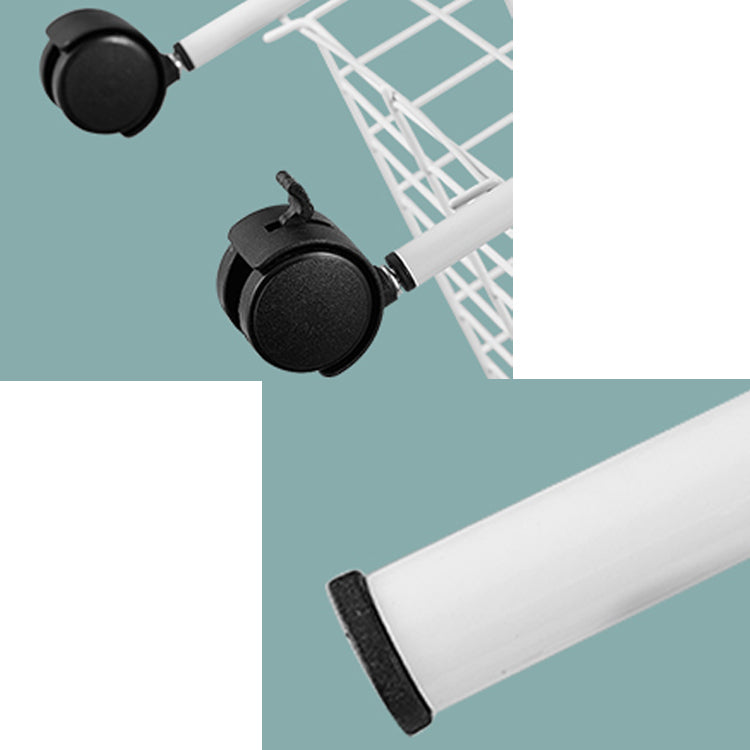 Modern Style Steel Bookcase with Wheels Open Bookshelf for Living Room