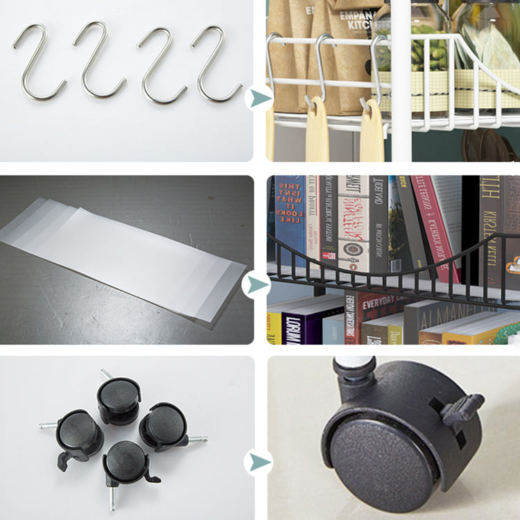 Modern Style Steel Bookcase with Wheels Open Bookshelf for Living Room