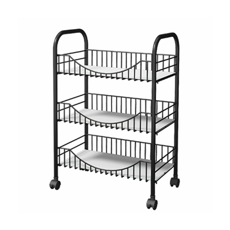 Modern Style Steel Bookcase with Wheels Open Bookshelf for Living Room