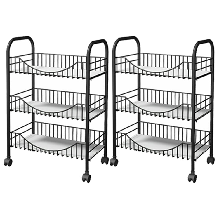 Modern Style Steel Bookcase with Wheels Open Bookshelf for Living Room