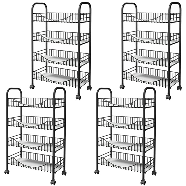 Modern Style Steel Bookcase with Wheels Open Bookshelf for Living Room