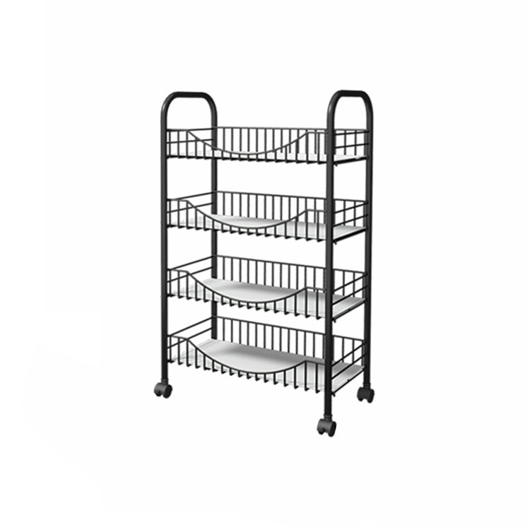 Modern Style Steel Bookcase with Wheels Open Bookshelf for Living Room