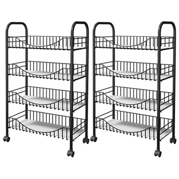 Modern Style Steel Bookcase with Wheels Open Bookshelf for Living Room