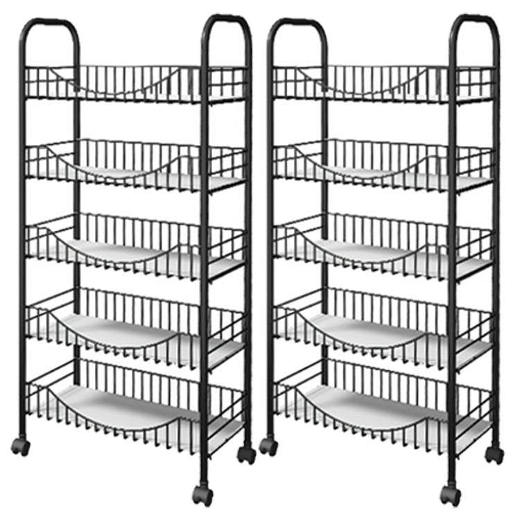 Modern Style Steel Bookcase with Wheels Open Bookshelf for Living Room