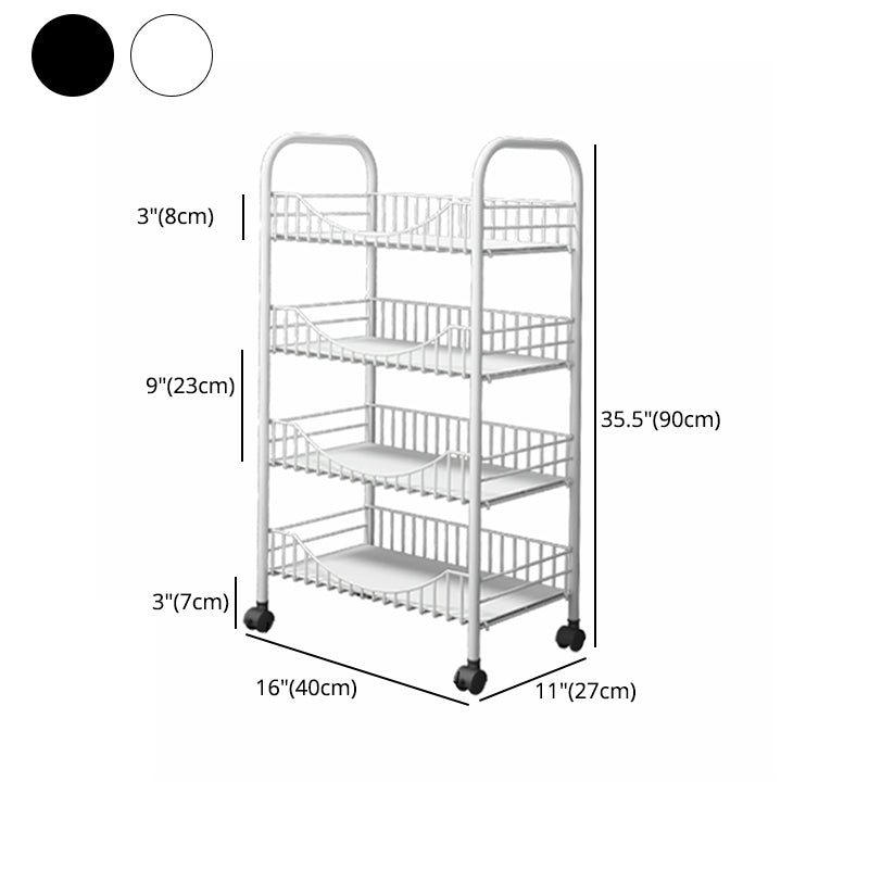 Modern Style Steel Bookcase with Wheels Open Bookshelf for Living Room