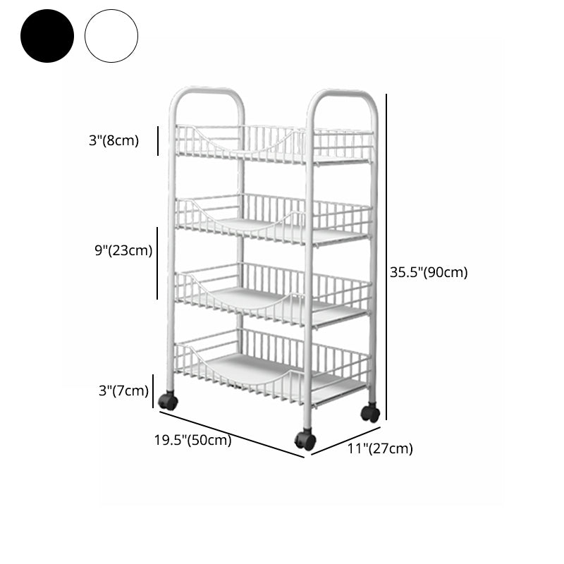 Modern Style Steel Bookcase with Wheels Open Bookshelf for Living Room