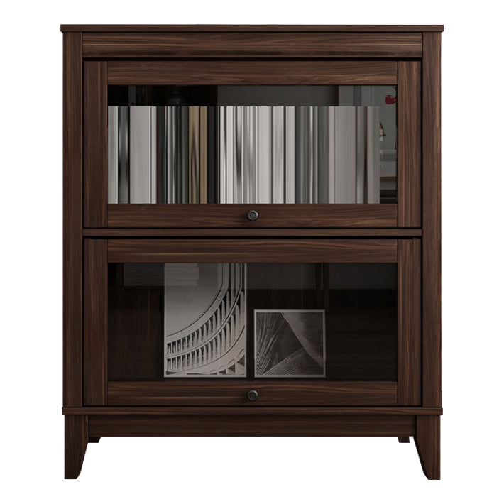 Espresso Shelf Bookcase Modern & Contemporary Bookshelf with Doors for Study Room