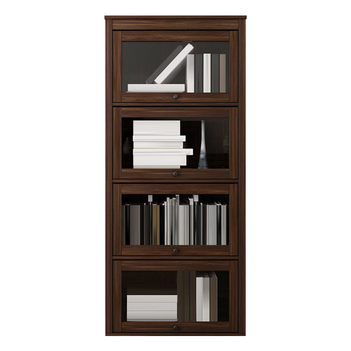 Espresso Shelf Bookcase Modern & Contemporary Bookshelf with Doors for Study Room