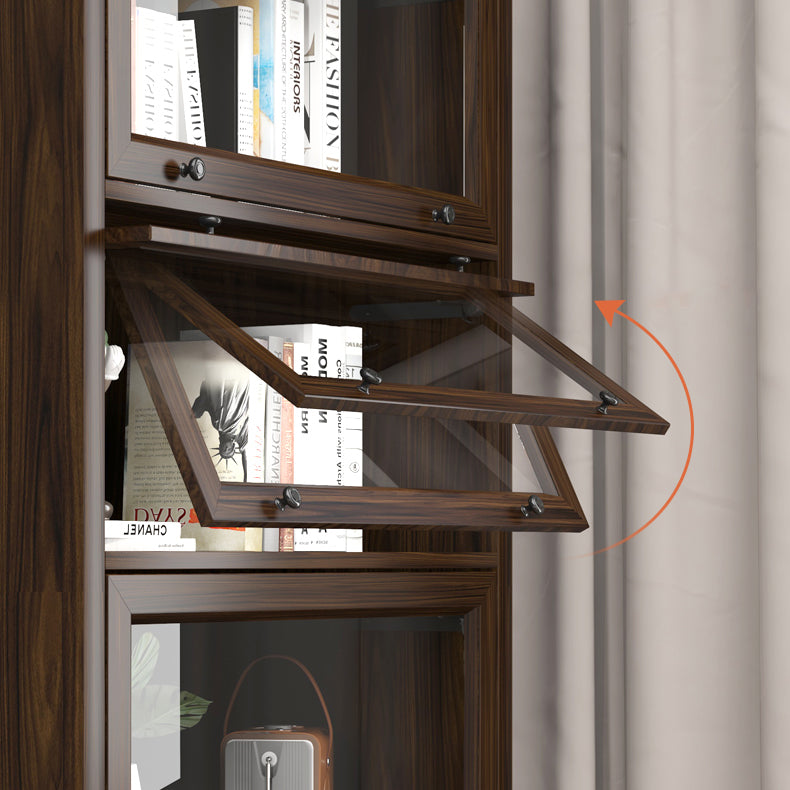 Espresso Shelf Bookcase Modern & Contemporary Bookshelf with Doors for Study Room