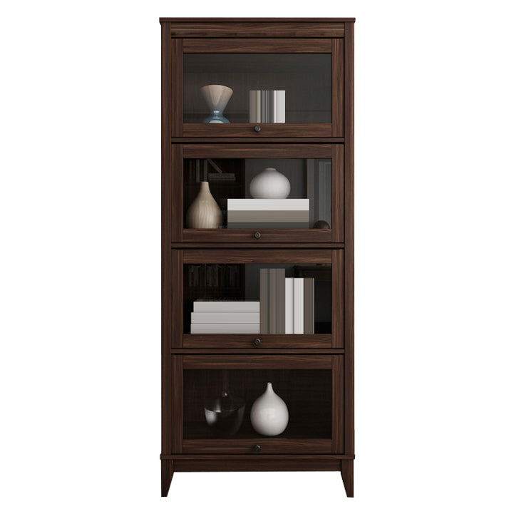 Espresso Shelf Bookcase Modern & Contemporary Bookshelf with Doors for Study Room