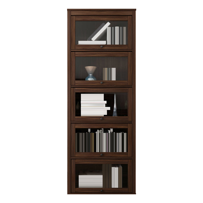 Espresso Shelf Bookcase Modern & Contemporary Bookshelf with Doors for Study Room