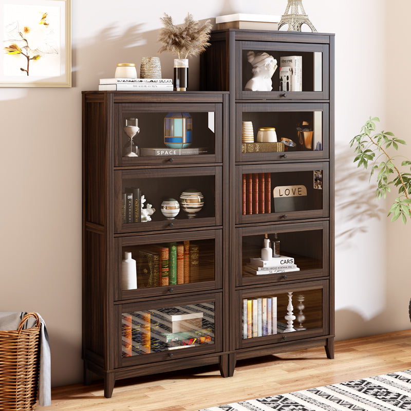 Espresso Shelf Bookcase Modern & Contemporary Bookshelf with Doors for Study Room