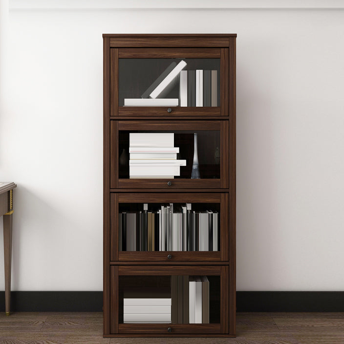 Espresso Shelf Bookcase Modern & Contemporary Bookshelf with Doors for Study Room