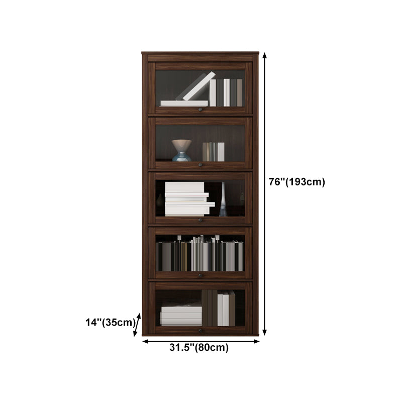 Espresso Shelf Bookcase Modern & Contemporary Bookshelf with Doors for Study Room