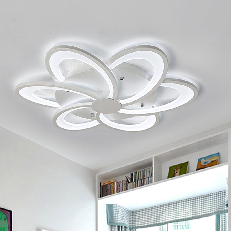 Contemporary Flower Flushmount Lighting Acrylic 6/7/8-Light Bedroom Ceiling Flush Mount in Warm/White Light