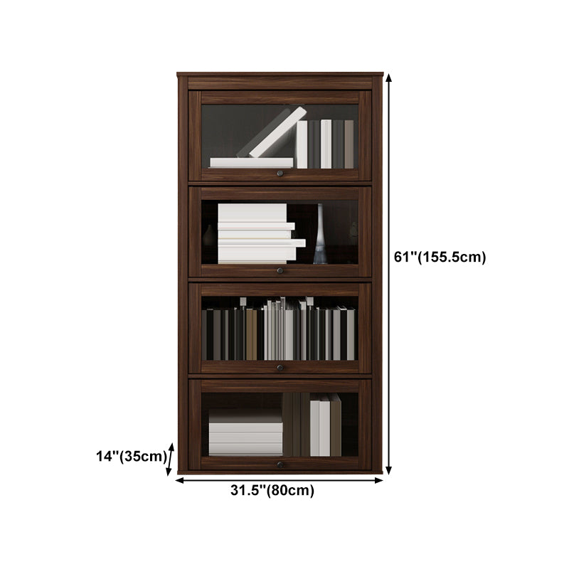 Espresso Shelf Bookcase Modern & Contemporary Bookshelf with Doors for Study Room